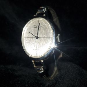 Vintage De Vecci 17 Jewels Analog Mechanical Watch Multi-Strand Silver Bangle‎